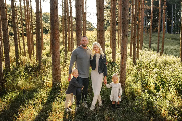 Chiropractor Palatine IL Eric Eickhorst With Family In Forest